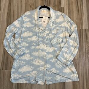 In My Sundays Blue Skies Cloud Pajama Top Only L/S SZ XL Casual Comfort Tencel